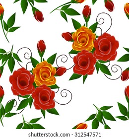 Bouquet of roses seamless pattern.