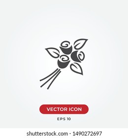Bouquet of roses vector icon in modern design style for web site and mobile app