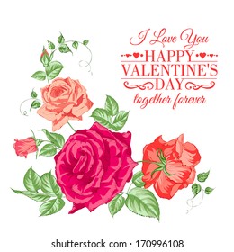 Bouquet of roses. Vector illustration.