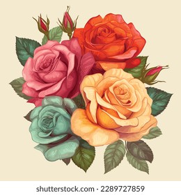 bouquet of roses vector illustration