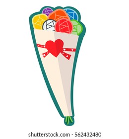 Bouquet of roses. Vector illustration in flat design