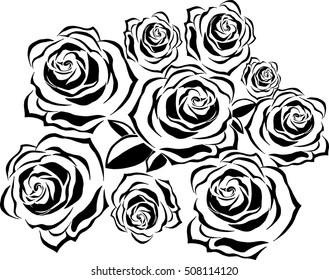 Bouquet of roses. Vector illustration of a large bouquet of roses.
