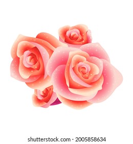 Bouquet of roses, watercolor, can be used as greeting card, invitation card for wedding, birthday and other holiday and summer background. Vector illustration