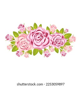 Bouquet of roses.Flower arrangement for holidays.Vector illustration isolated on a white background.