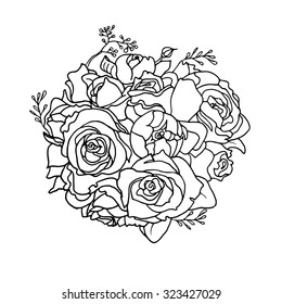Bouquet of roses.Hand drawn vector.