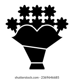 Bouquet solid icon. Flower vector illustration isolated on white. Floral glyph style design, designed for web and app. Eps 10