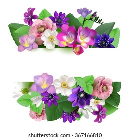 Bouquet of spring flowers for design of postcards, banners, brochures, flyers, vector illustration