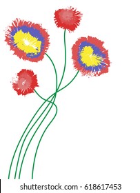 Bouquet of spring flowers. Painted in charcoal 