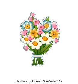 bouquet of spring flowers sticker isolate