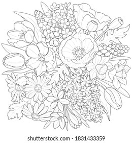 Bouquet of spring flowers vector 