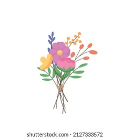 Bouquet of spring flowers. Vector cartoon illustration. Holiday concept.