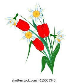 Bouquet of spring flowers, vector illustration