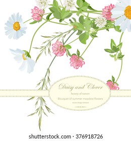 Bouquet of summer flowers daisy and clover