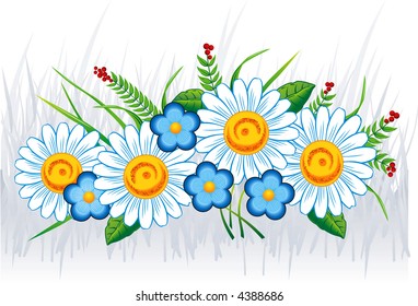 Bouquet of Summer flowers (Vector)