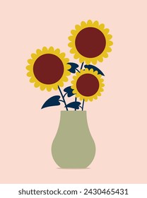 Bouquet of sunflowers in a vase