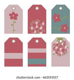 Bouquet. Template for text. Vector hand drawn.  Romantic tags collection  with flowers, lettering.  Set of  holiday invitations. Collection tags, cute tags, Set tags, printable tags, hand drawn tags