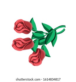 Bouquet of three roses icon design element on a white isolated background. Vector image eps 10