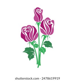 Bouquet of three roses, vector illustration 10 eps