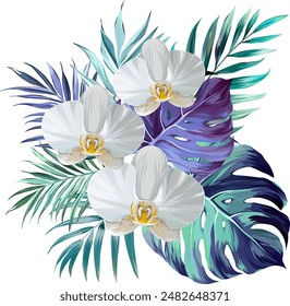 Bouquet of tropical flowers. Exotic, paradise flowers. Hawaiian bouquet