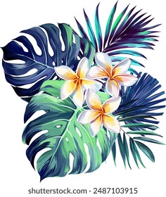 Bouquet of tropical flowers. Exotic, paradise flowers. Hawaiian bouquet