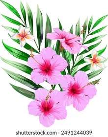 Bouquet of tropical flowers. Exotic, paradise flowers. Hawaiian bouquet