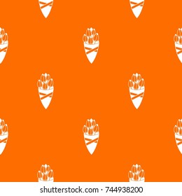 Bouquet of tulip flowers pattern repeat seamless in orange color for any design. Vector geometric illustration