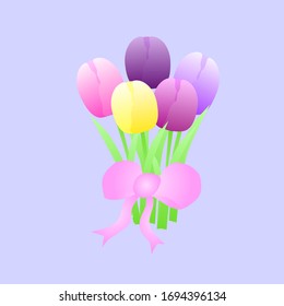 Bouquet aus Tulpen mit Bogen. Elegante Vektorillustration.