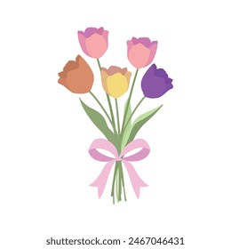 Bouquet of tulips illustration vector