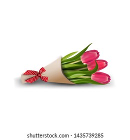 Bouquet of tulips isolated on a white background for your creativity