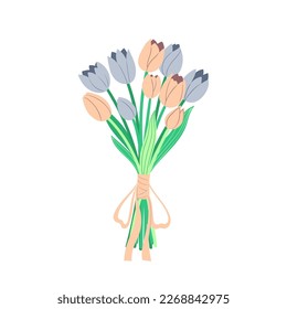 Bouquet of tulips isolated on white background. Vector graphics.