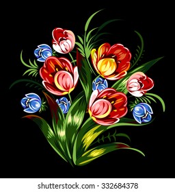 bouquet of tulips and wind chimes