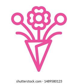 Bouquet valentine line icon logo design