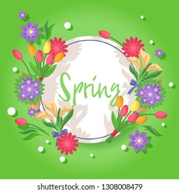 Bouquet vector beautiful floral backdrop with blossom spring flowers illustration flowering wallpaper flowery springtime shopping sale background