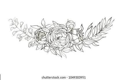 Peonies Leaves Watercolor Can Be Used Stock Illustration 310961969 ...