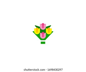 Icono plano vectorial de Bouquet. Bouquet de flores aislado ilustración emoticono 