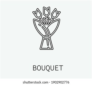 Bouquet vector icon.  Editable stroke. Symbol in Line Art Style for Design, Presentation, Website or Apps Elements, Logo. Pixel vector graphics - Vector