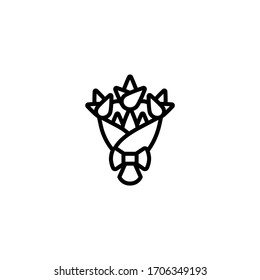 Icono de vector de Bouquet en lineal, icono de contorno aislado en fondo blanco