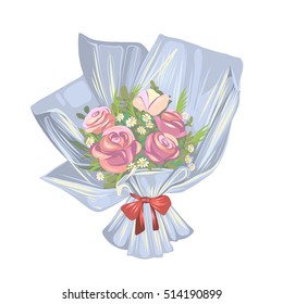 Bouquet vector illustration, roses, flowers