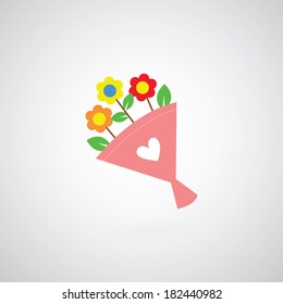 bouquet vector on gray background 