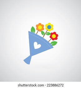 bouquet vector on gray background 