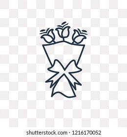 Bouquet vector outline icon isolated on transparent background, high quality linear Bouquet transparency concept can be used web and mobile