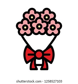 Bouquet vector, wedding related fiiled designe ditable outline icon 