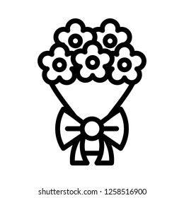 Bouquet vector, wedding related line design icon  editable stroke