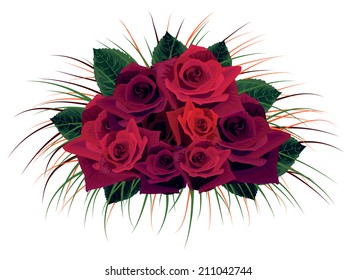bouquet of violet roses, vector illustration