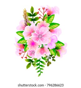 Watercolor Peonies Lavendersummer Flowers Stock Illustration 1432332623