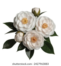 Bouquet of white color Camelia flower vector artwork 