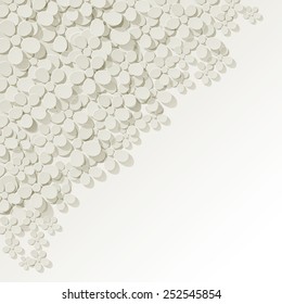 bouquet of white flowers in the corner on white background