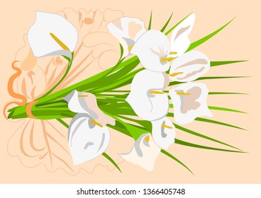 bouquet of white flowers on a pink background