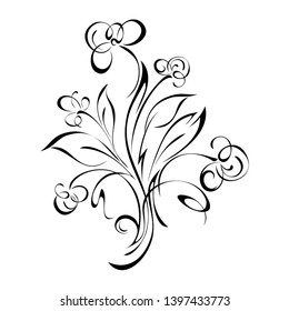 Twig Stylized Flowers Leaves Swirls Black Stock Vector (Royalty Free ...