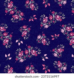 Bouquet of wild Flowers pattern on grunge melange background,vector working
